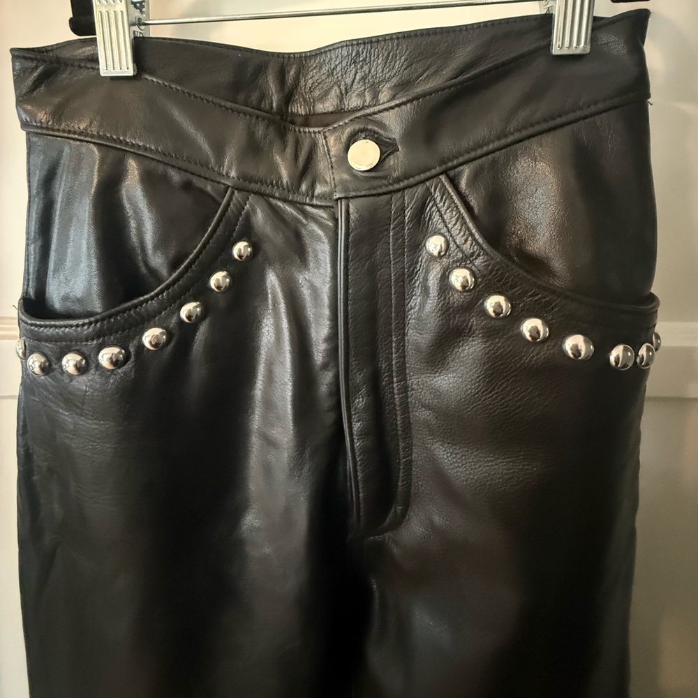 Black Leather Pants with Silver Studs